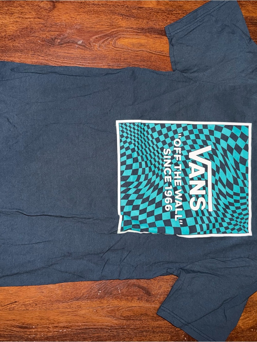 Vans Black & Teal Checkerboard Logo Tee